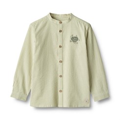 Wheat Shirt LS Embroidery Willum - Green stripe